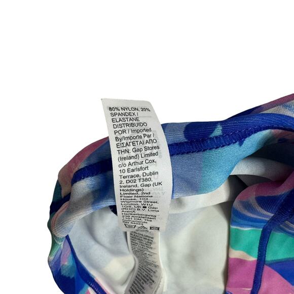 ATHLETA GIRL Mock Neck Rashguard Green Blue Pink Short Sleeve Size Medium 8-10 - Picture 5 of 5